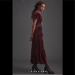 Somerset velvet maxi dress in wine color size small